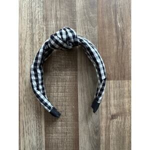 KATIENYC Tanya Taylor Top Knot Gingaham Headband O/S in Black and White
